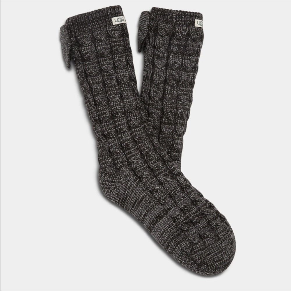 COPY - UGG Laila Bow Fleece Lined Sock for Wmn OS NWT Color: Charcoal